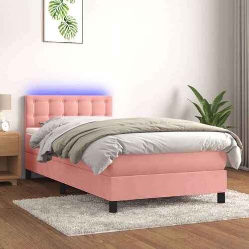  Krevet box spring s madracem LED ružičasti 90x190 cm bar&amp;scaron;unasti Slike