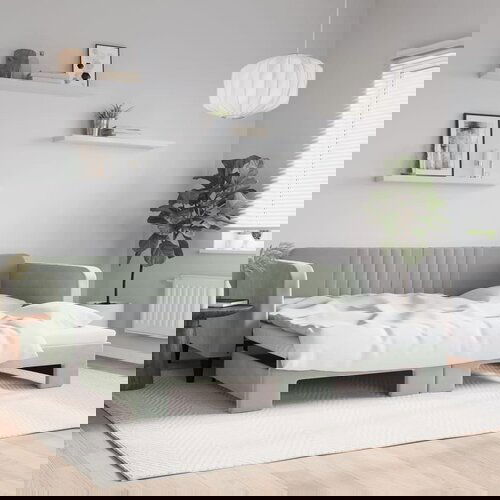  The Living Store Izvlečna dnevna postelja svetlo siva 100x200 cm žamet - Izvlečna Dnevna Postelja, (21488142) Cene