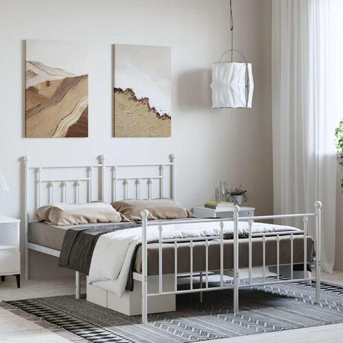  Metalni okvir kreveta uzglavlje i podnožje bijeli 150 x 200 cm Cijene