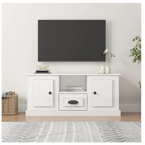  TV omarica visok sijaj bela 100x35,5x45 cm inženirski les