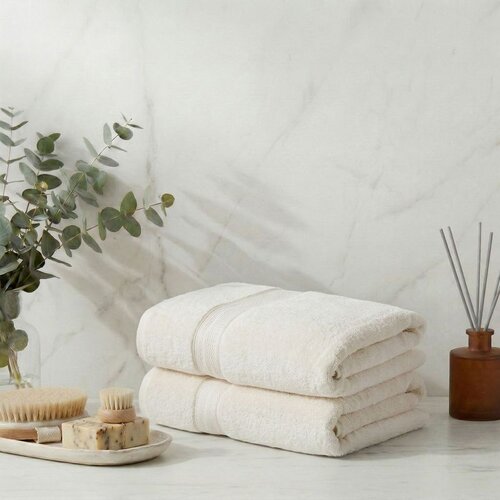  Check - Ecru Ecru Bath Towel Set (2 Pieces) Slike
