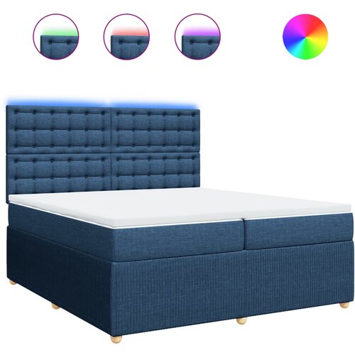 VidaXL Box spring postelja z vzmetnico modra 200x200 cm blago, (21306139) Slike
