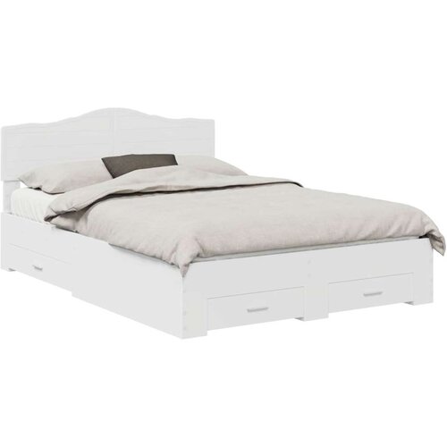  Okvir za krevet Bijelo 140 x 190 cm Konstruirano drvo Slike