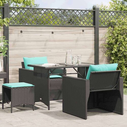  Vrtna garnitura - 4-dijelni set vrtnih sofa od poliratana s jastucima crni - Crna 1 Cijene