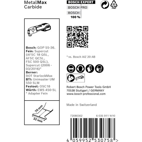 Bosch expert metalmax maii 32 ait list testere za multifunkcionalne alate od 70 x 32 mm, 10-delni - 2608900023 Slike