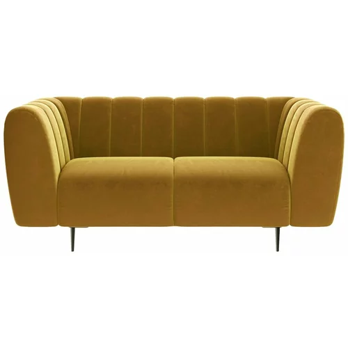 Ghado medeno žuta baršunasta sofa Shel, 170 cm