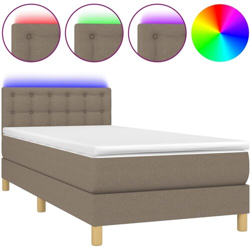 Maison Chic Box spring postelja - Vzmetna postelja z vzmetnico LED taupe 80x200 cm blago SL2444, (21904141) Slike