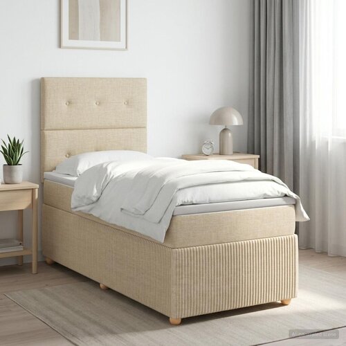  Boxspring krevet s madracem Krem 90 x 200 cm Tkanina - Krem 90 x 200 cm Prošiveno gumbima Cene