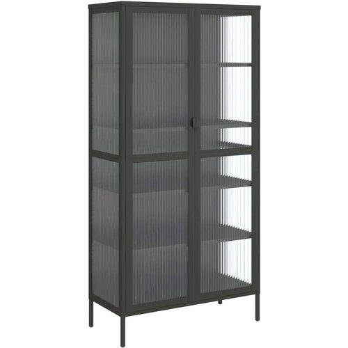 vidaXL Visoka komoda crna 85 x 40 x 180 cm od stakla i čelika Cene