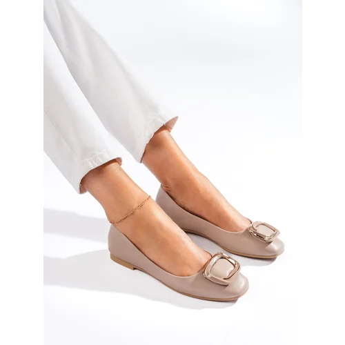 SHELOVET Beige elegant ballerinas with square toe