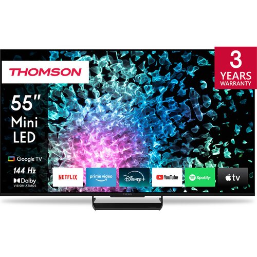 Thomson 55MG7C15 MiniLED TV sprejemnik, 139cm (55"), 4K UHD, Google TV, 144Hz, WiFi, Bluetooth, HDR10, Dolby Atmos & Vision, STEREO zvočniki, Google Assistant, Chromecast, HOTEL Mode, pametni daljinec - - Bonajo Cene