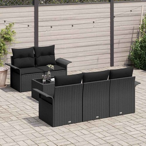  Set sofe s jastukom 6 pcs Crna poliratan Slike