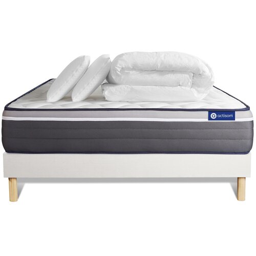 ACTISOM Kompletni paket za posteljo - Vzmetnica 140x190 cm + Vzmetni okvir z letvami (v kompletu) + 2 vzglavnika + Prevleka - ActiMemo Plus, (21614239) Cene