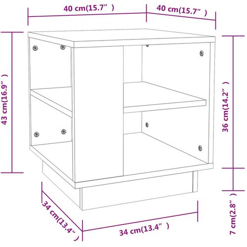 vidaXL Klubska mizica dimljeni hrast 40x40x43 cm konstruiran les Cene