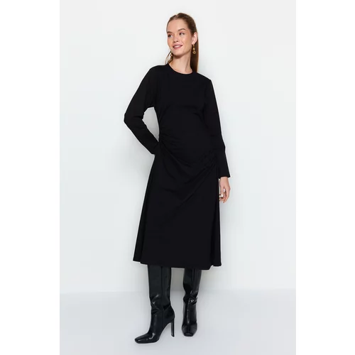 Trendyol Black Knitted Shirred Dress