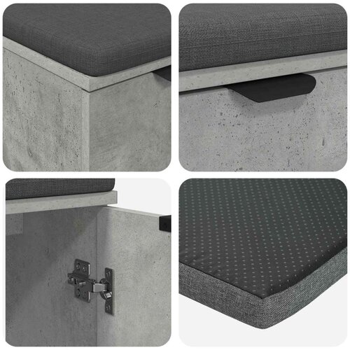  Klupa za hodnik s jastukom Betonski sivi 60 x 38 x 46 cm Slike