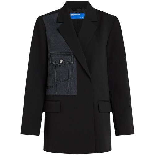Karl Lagerfeld Jakne & Blazerji KLJ Mixed Denim Blazer B1W14026 Črna Cene