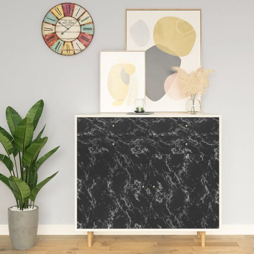 vidaXL Samolepilna folija za pohištvo črn kamen 500x90 cm PVC Cene