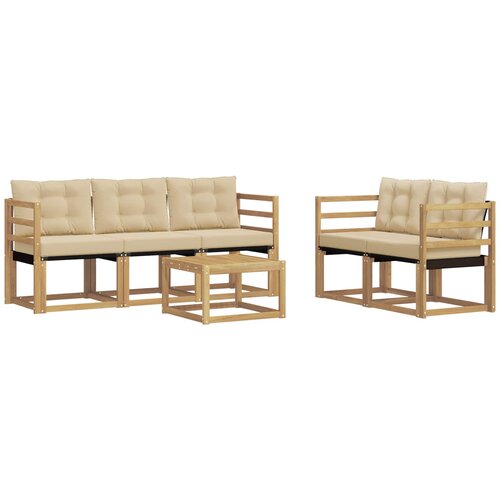 vidaXL Zunanja garnitura za sedenje z blazino 6 pcs Bela in bež, (5000281425) Cene
