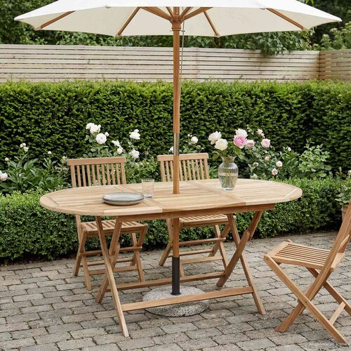 VidaXL Preklopni vrtni stol Prirodna 160 x 80 x 76 cm Čvrsto teak drvo Slike