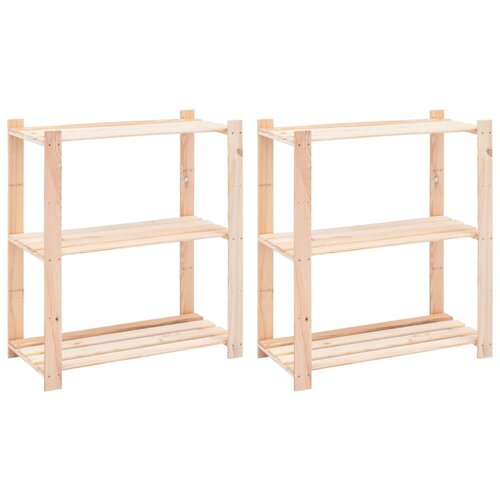 VidaXL vidXL Stojalo 3-nadstropno 2 kosa 80x38x90 cm trdna borovina 150 kg Slike