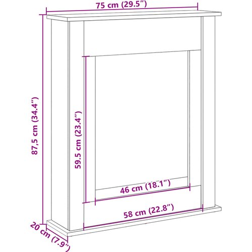  Okvir za kamin boja hrasta 75x20x87,5 cm od konstruiranog drva Slike