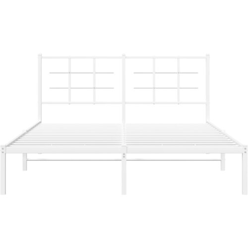  Metalni okvir za krevet s uzglavljem bijeli 150x200 cm Slike