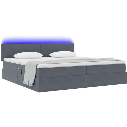  Krevet S LED lampica s pohranom Tamno siva 200 x 200 cm Bar&amp;scaron;un Slike
