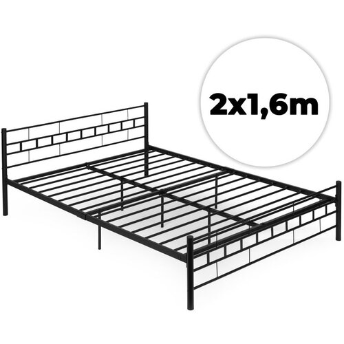 ModernHome metalni krevet 160 x 200 cm s letvičastom podnicom, crni Slike