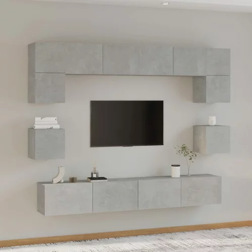 vidaXL 8-dijelni set TV ormarića siva boja betona konstruirano drvo