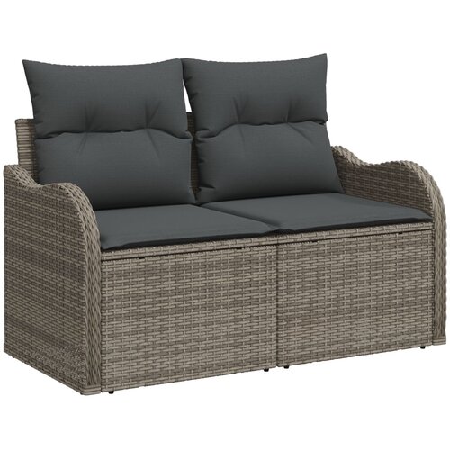 vidaXL set od 7 komada vrtnih sofa s jastucima siva poli ratan, dvosed vrtna sofa s ladicom i jastucima siva poli ratan Cijene