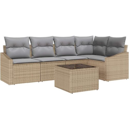  Vrtni kauč set Set od 6 Bež i siva Ratan Vanjski modularni kauč Slike