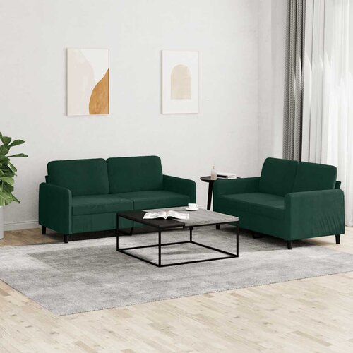  2-dijelni set sofa tamnozeleni bar&amp;scaron;unasti Slike