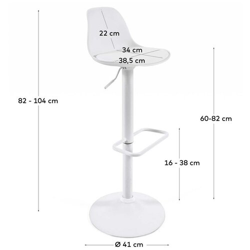 Kave Home Mat bijela barska stolica podesive visine od umjetne kože (visine sjedala 60 cm) Orlando-T &amp;ndash; Slike