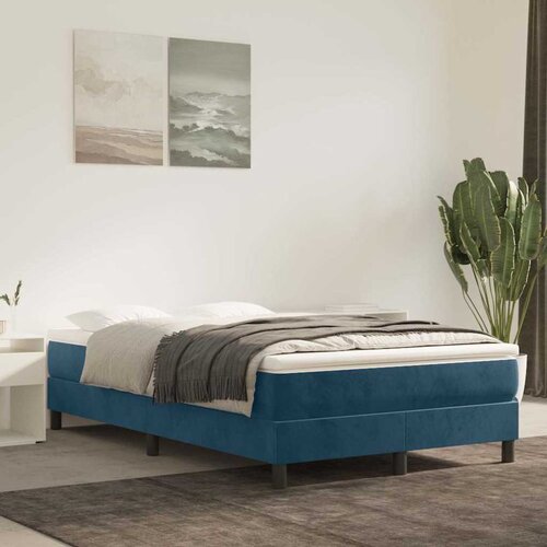 Box spring krevet s madracem tamnoplavi 120 x 200 cm bar&amp;scaron;unasti Slike