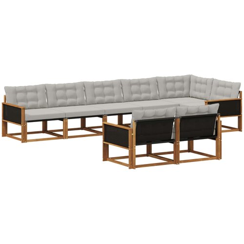 vidaXL Zunanja garnitura za sedenje 8 pcs Naravna in svetlo siva, (5000281533) Cene