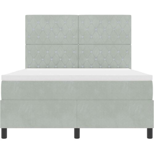 VidaXL Box Spring postelja z vzmetnico svetlo siva 140x190 cm žamet Slike