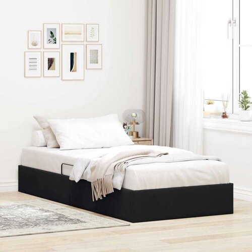  Ottomanska Okvir za krevet s pohranom s pohranom Baršun - Crna 90 x 200 cm Cene