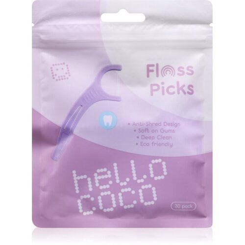 Hello Coco Floss Picks dentalni zobotrebci z zobno nitko 30 kos Cene