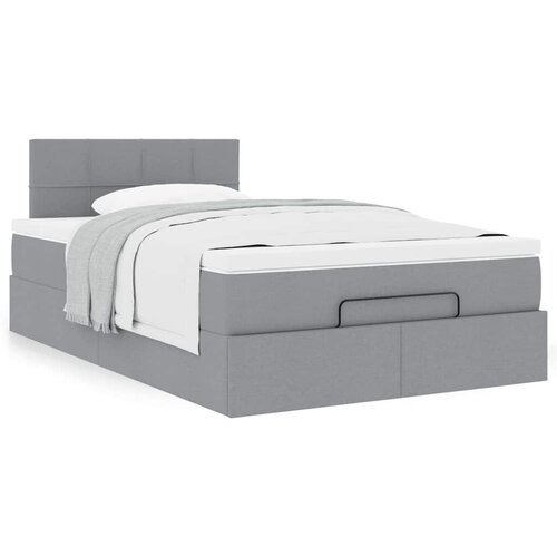 VidaXL Okvir za krevet s madraca svjetlosivi 120x190 cm od tkanine Slike