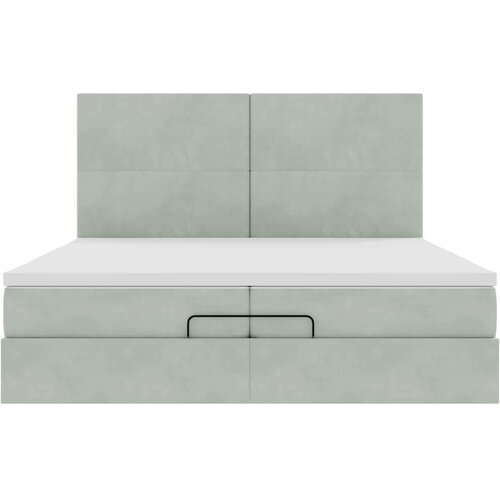 VidaXL okvir kreveta s madracima svijetlosivi 200x200cm bar&amp;scaron;unasti Slike