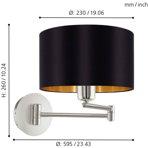 Eglo 95054 - zidno svetlo maserlo 1xE27/60W/230V Slike