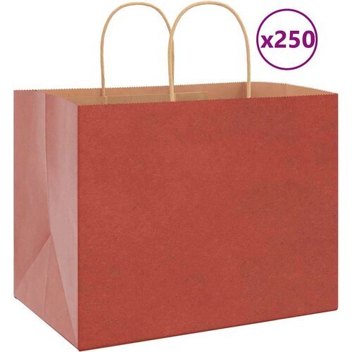  Papirnate vrećice 250 kom s ručkama crvene 32x22x24 cm Cene