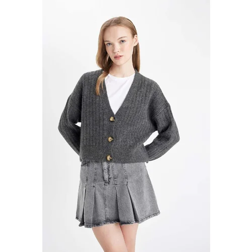 Defacto Regular Fit V-Neck Knitwear Cardigan