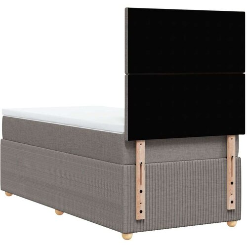 Krevet s oprugama i madracem smeđesivi 100 x 200 cm od tkanine Slike