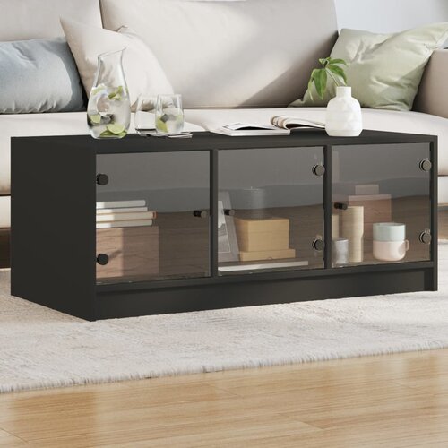 vidaXL Stolić za kavu sa staklenim vratima crni 102 x 50 x 42 cm Cijene
