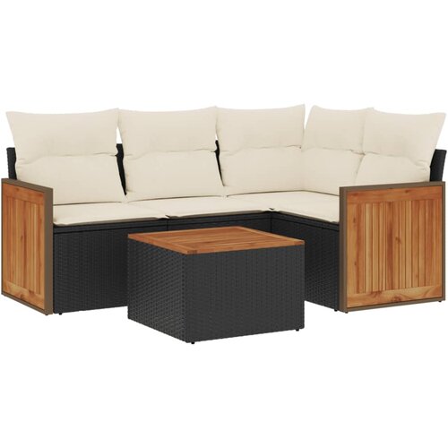  5-dijelna vrtna garnitura od poliratana s jastucima crna 62 x 62 x 69 cm Slike