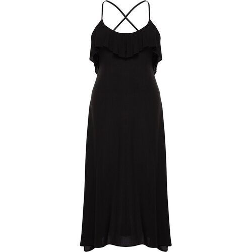 Trendyol Curve Black Long Flounce Beach Dress Slike