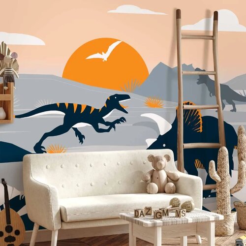  Foto tapeta - Last dinosaurs with orange - abstract landscape for a room 450x315 Standard Cene