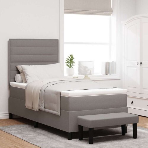  Krevet s kutijom s madracem i klupicom Taupe 90x190 cm Tkanina Cijene